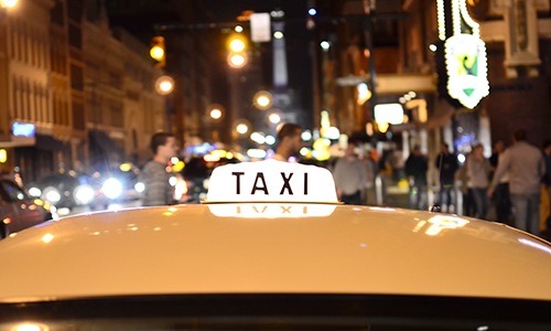 Close up picture of a taxi
